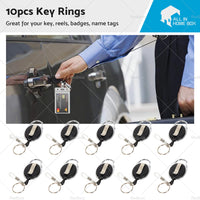 10X Key Rings Retractable Chain ID Pull Holder Reel Belt Clip Extend Recoil Oval