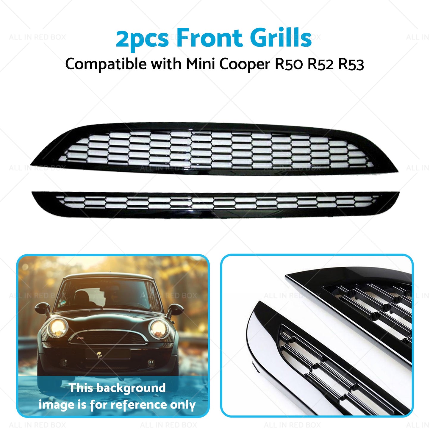 2PCS Honeycomb Mesh Front Grill Suitable for  Mini Cooper R50 R52 R53 2002-2006