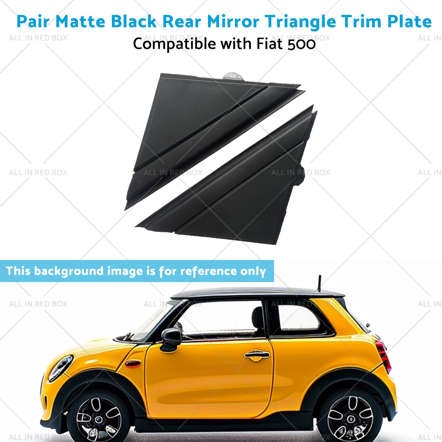 Matte Black Rear Mirror Triangle Trim Plate Suitable for 12-19 Fiat 500