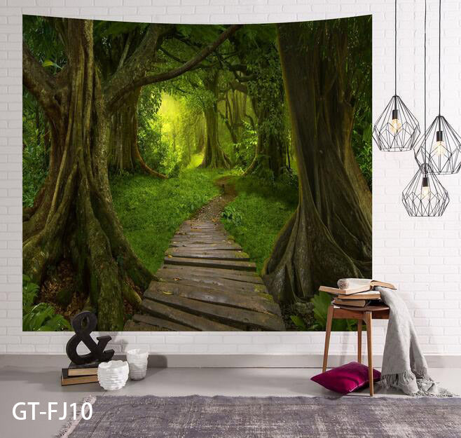 3D Forest Tree Tapestry Wall Hanging Bedspread Throw Blanket Mat Home DecorCloth