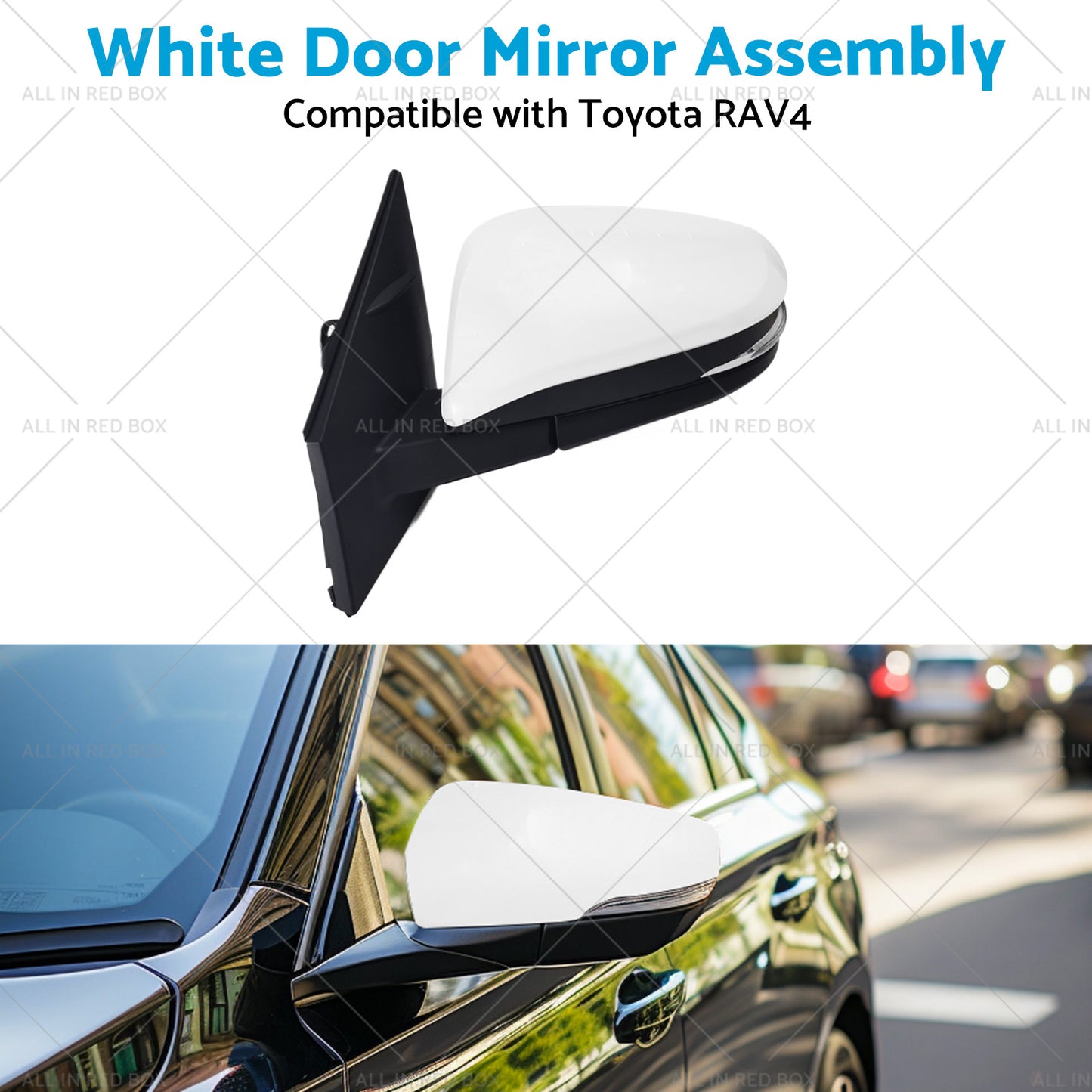 Left Side White Door Mirror Suitable for Toyota RAV4 2013 - 2018 5-wire