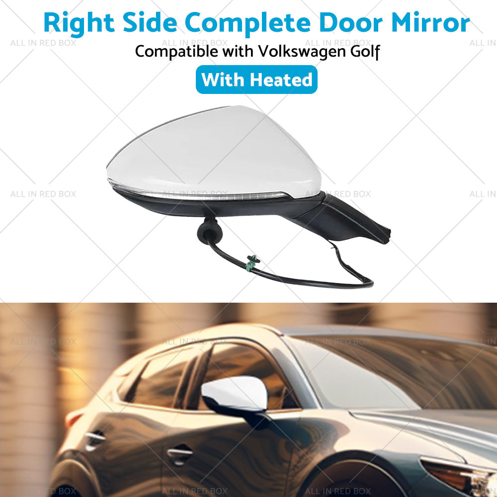 Door Mirror Suitable for VW Golf MK7 2013-2021 Right Driver Side White Heated