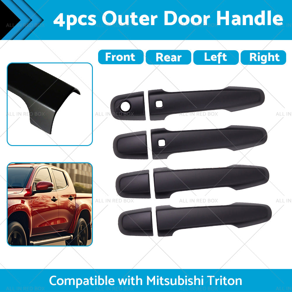 4PCS Matt Black Door Handle Cover Suitable For Mitsubishi Triton MQ MR 2015-2021