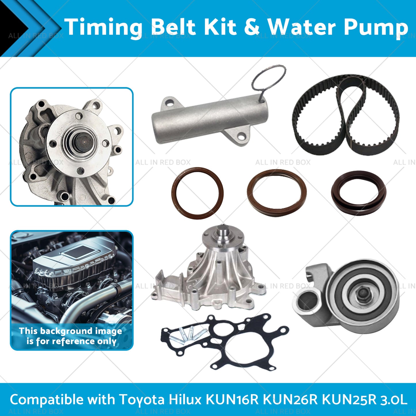 Timing Belt Kit&Water Pump Suitable for Toyota Hilux KUN16R KUN26R 3.0L 05-17