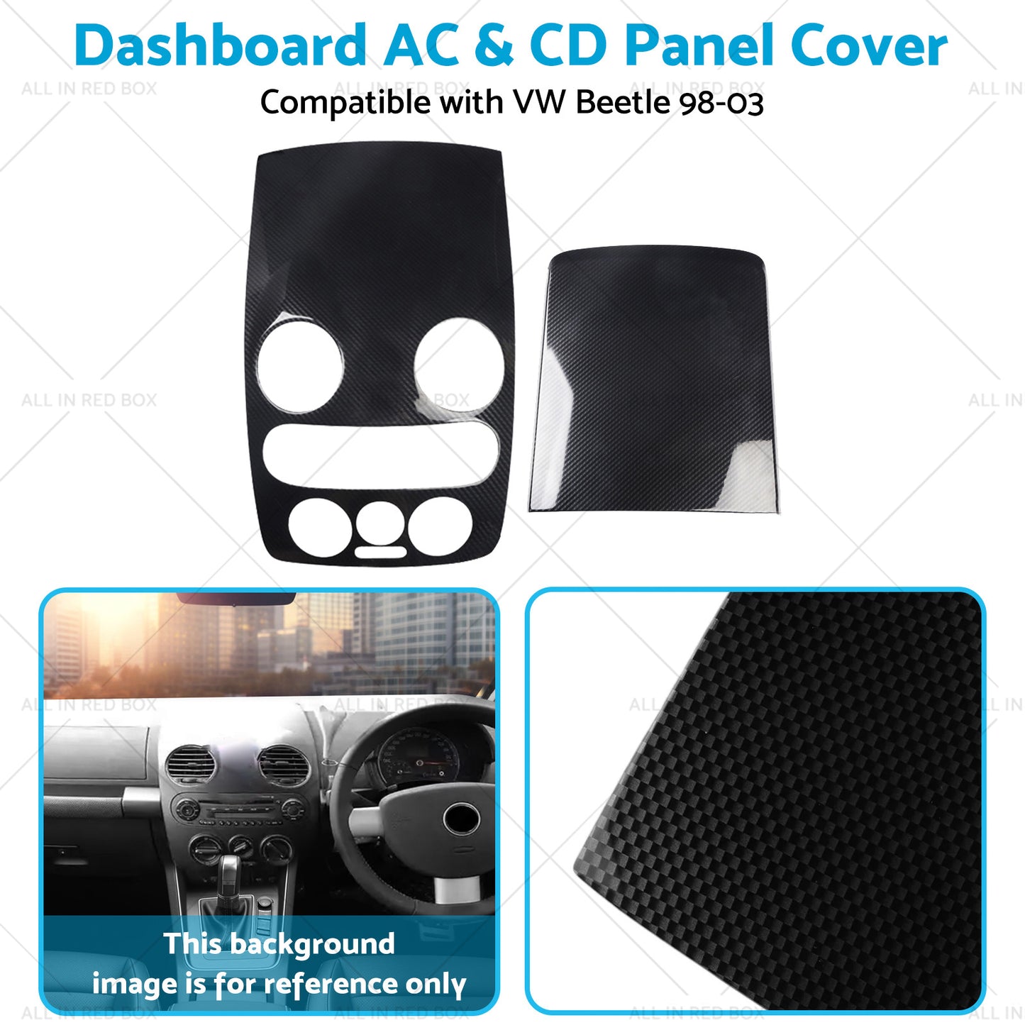 Carbon Style Center Dashboard AC  and  CD Panel Cover Suitable For VW Beetle 98-03