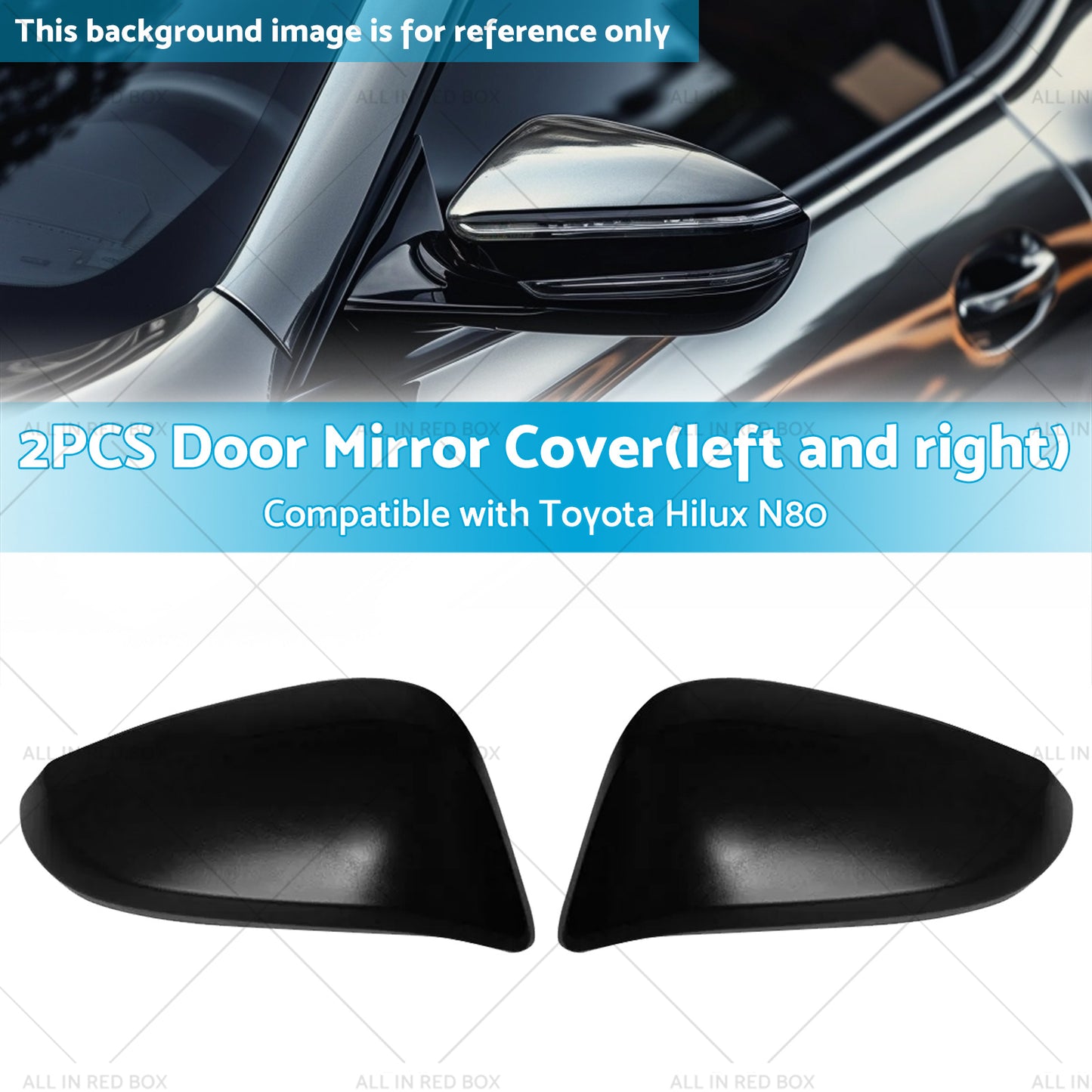 Black Door Mirror Cover Side Cap Guard Suitable for Toyota Hilux N80 2015-2023