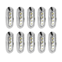 10X White 4 LED Side Marker Lamp Clearance Light Truck Trailer Lorry Chrome Lamp