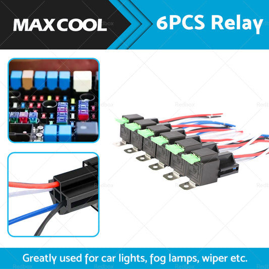 6PCS 12V Relay 4 PIN Automotive 30AMP 30A Normally Open Contact Fused + 30A Fuse