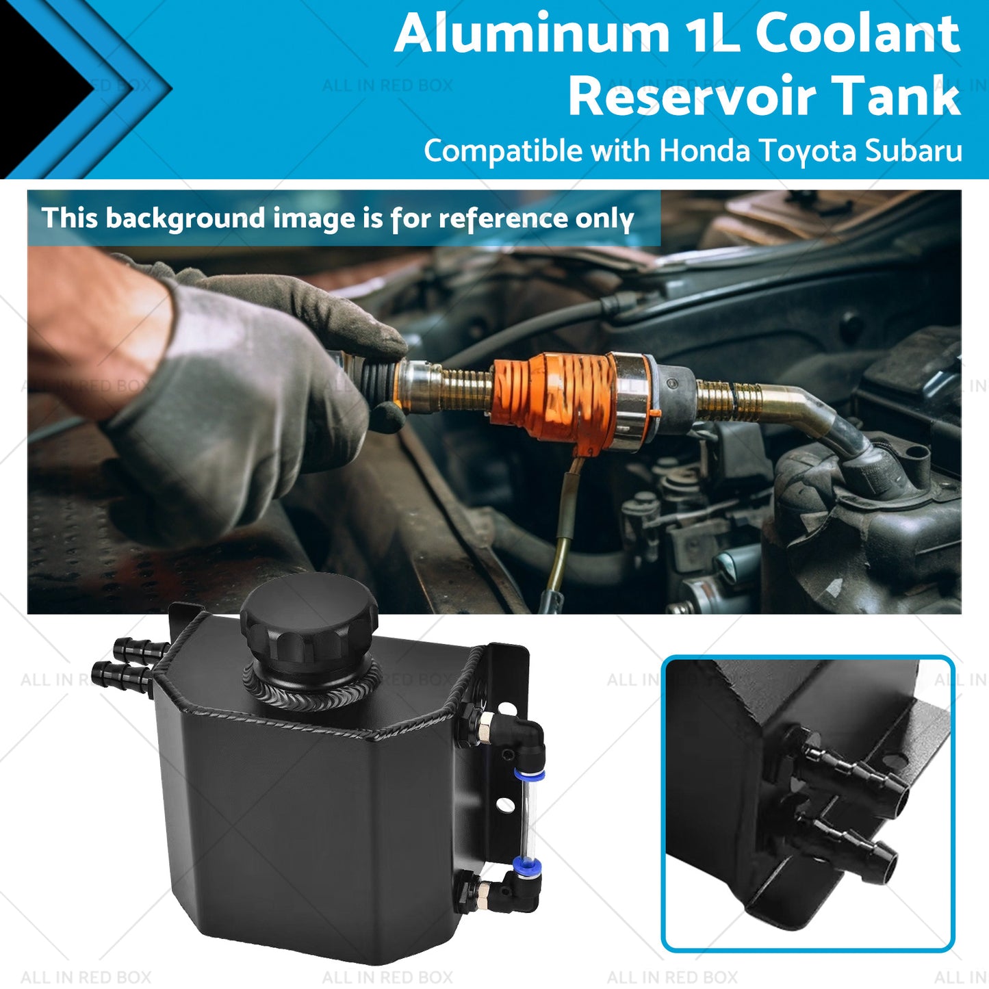 1L Aluminum Coolant Reservoir Tank Coolant Overflow Bottle Recovery Water Tank