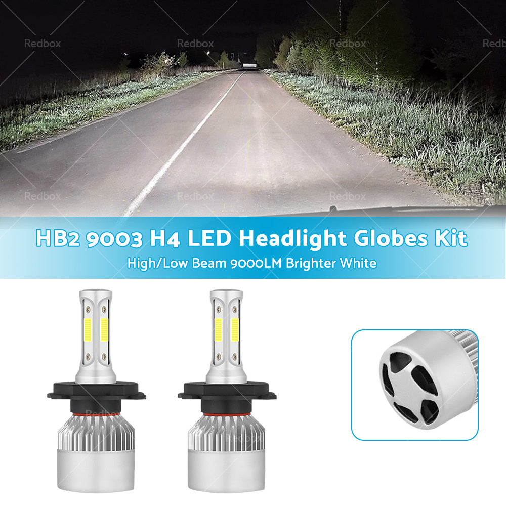 2x HB2 9003 H4 LED Headlight Globes Kit Hi or Low Beam 9000LM Brighter White