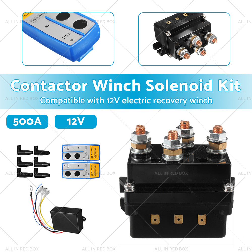 500A 12V HD Electric Contactor Winch Solenoid Twin Wireless Remote Recovery 4x4