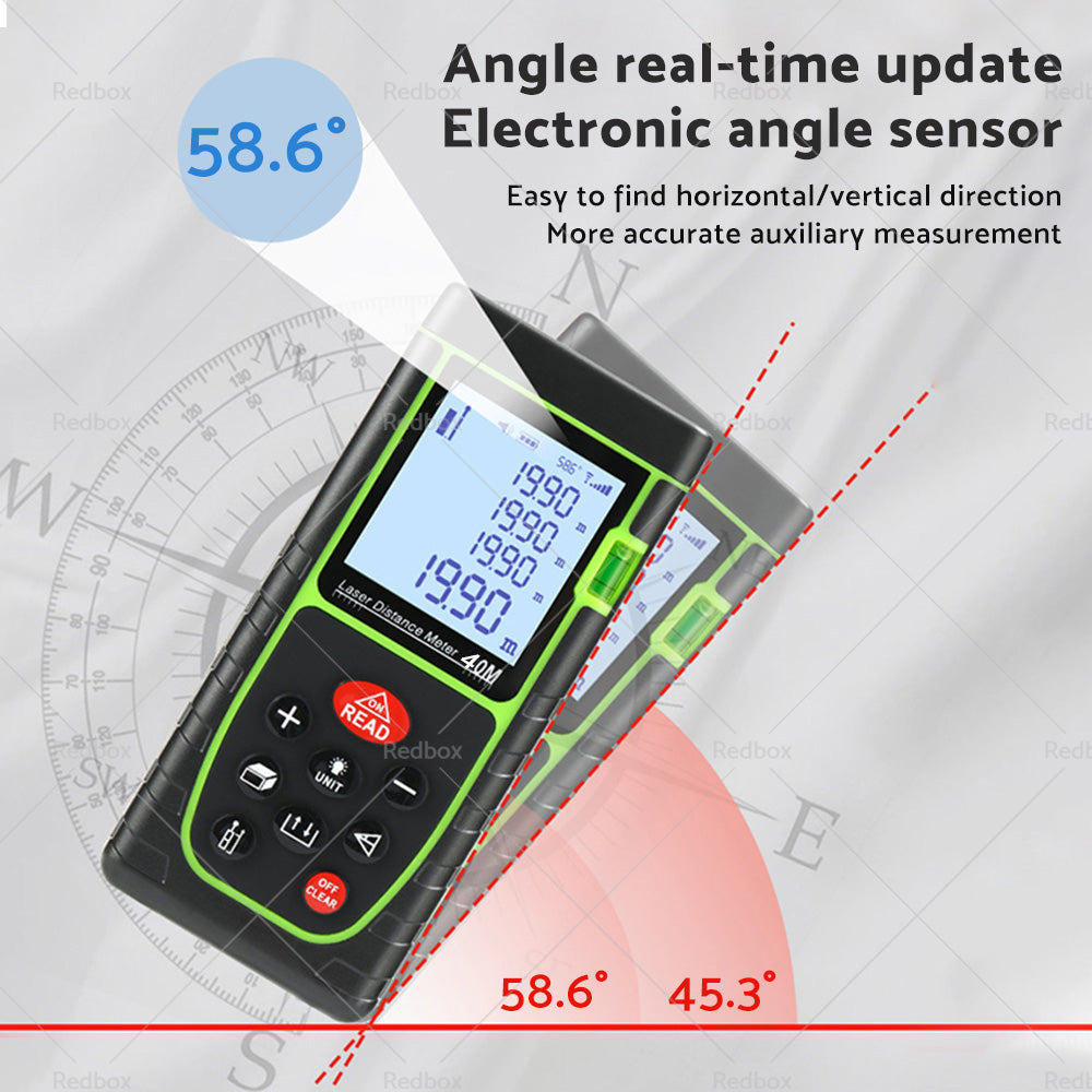 40m Handheld Digital Laser Distance Meter Finder Measure Tape Range Finder Tools