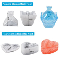 Silicone Epoxy Resin Mold Jewelry Storage Box Pyramid Trinket Heart Organizer