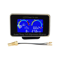 4-in-1 Car LCD Meter Digital Oil Pressure Voltage Water Temperature Fuel Gauge