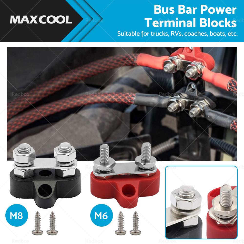 Bus Bar Power Terminal Blocks M6 Negative  M8 Positive Power Distribution Studs