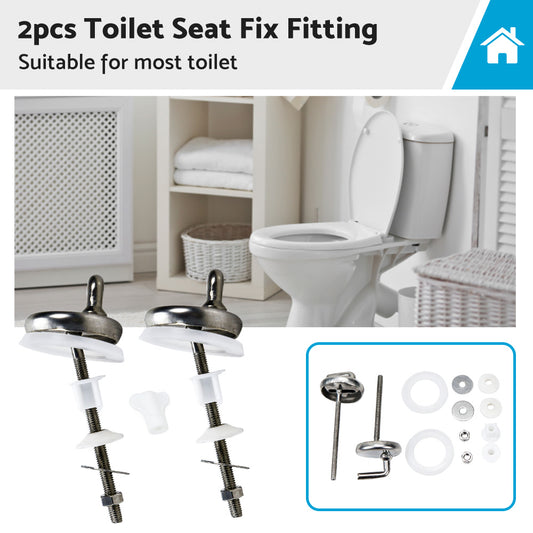 2PCS Toilet Seat Fix Fitting Stainless Back To Wall Replace Quick Release Hinges