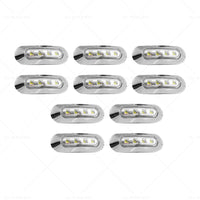 10X White 4 LED Side Marker Lamp Clearance Light Truck Trailer Lorry Chrome Lamp