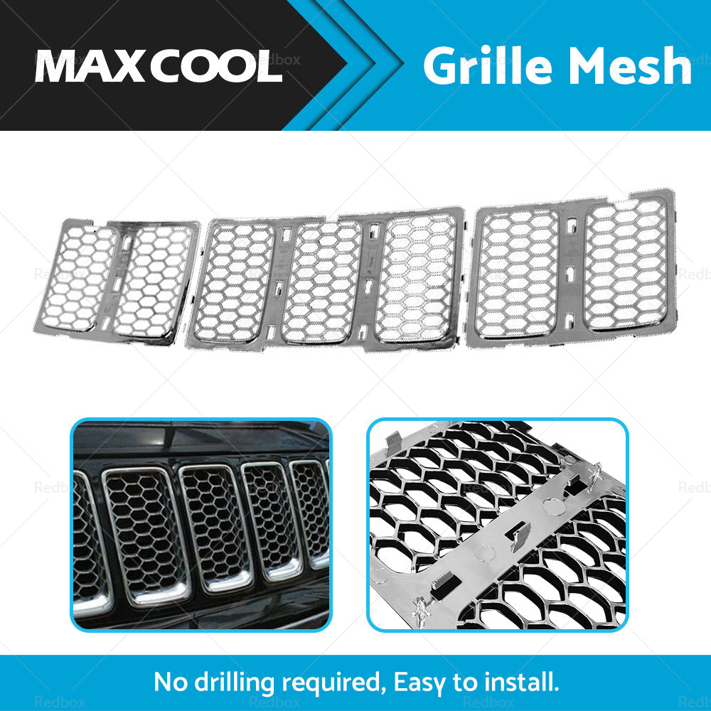 Front Grill Mesh Grille Insert Cover Kit Suitable For Jeep Grand Cherokee 14-16