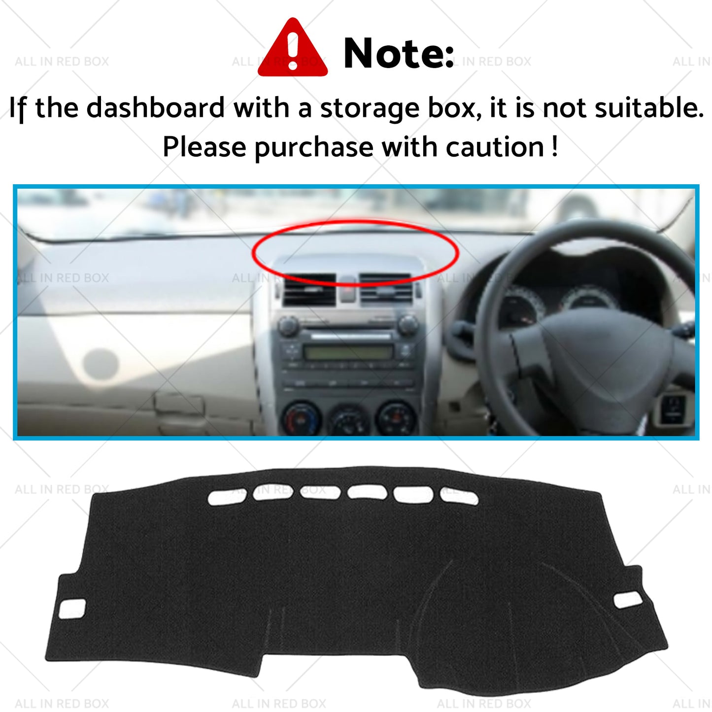 Dash Mat Dashboard Sun Cover SuitableFor Toyota Corolla ZZE122 Fielder 2007-2012