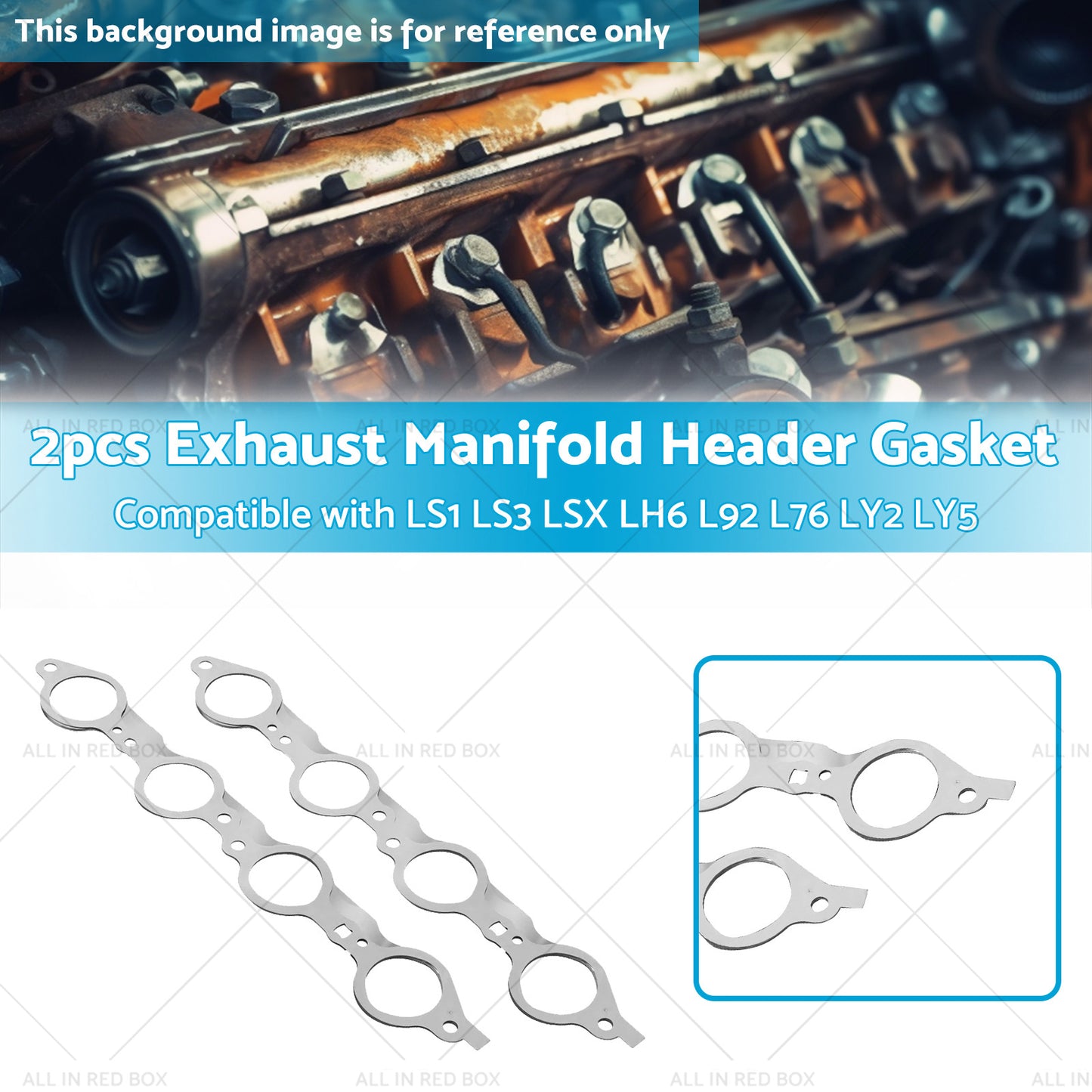 2PCS Exhaust Manifold Gasket Multi-Layer Steel Header Suitable For LS1 LS3 LSX