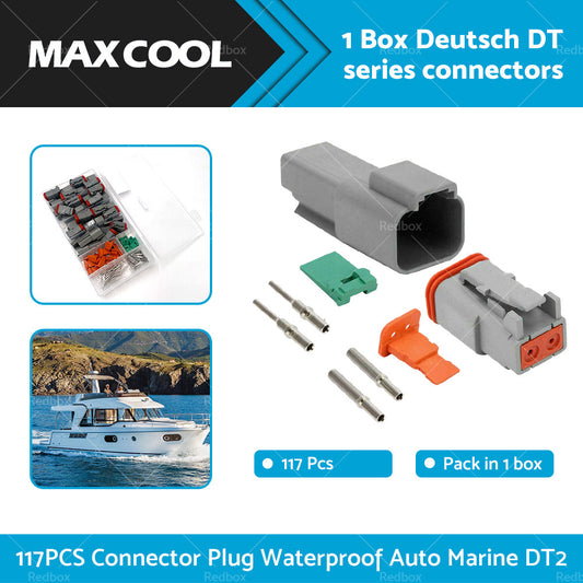 117PCS Deutsch Kit DT 2 Way Series Connector Plug Waterproof Auto Marine DT 2Pin