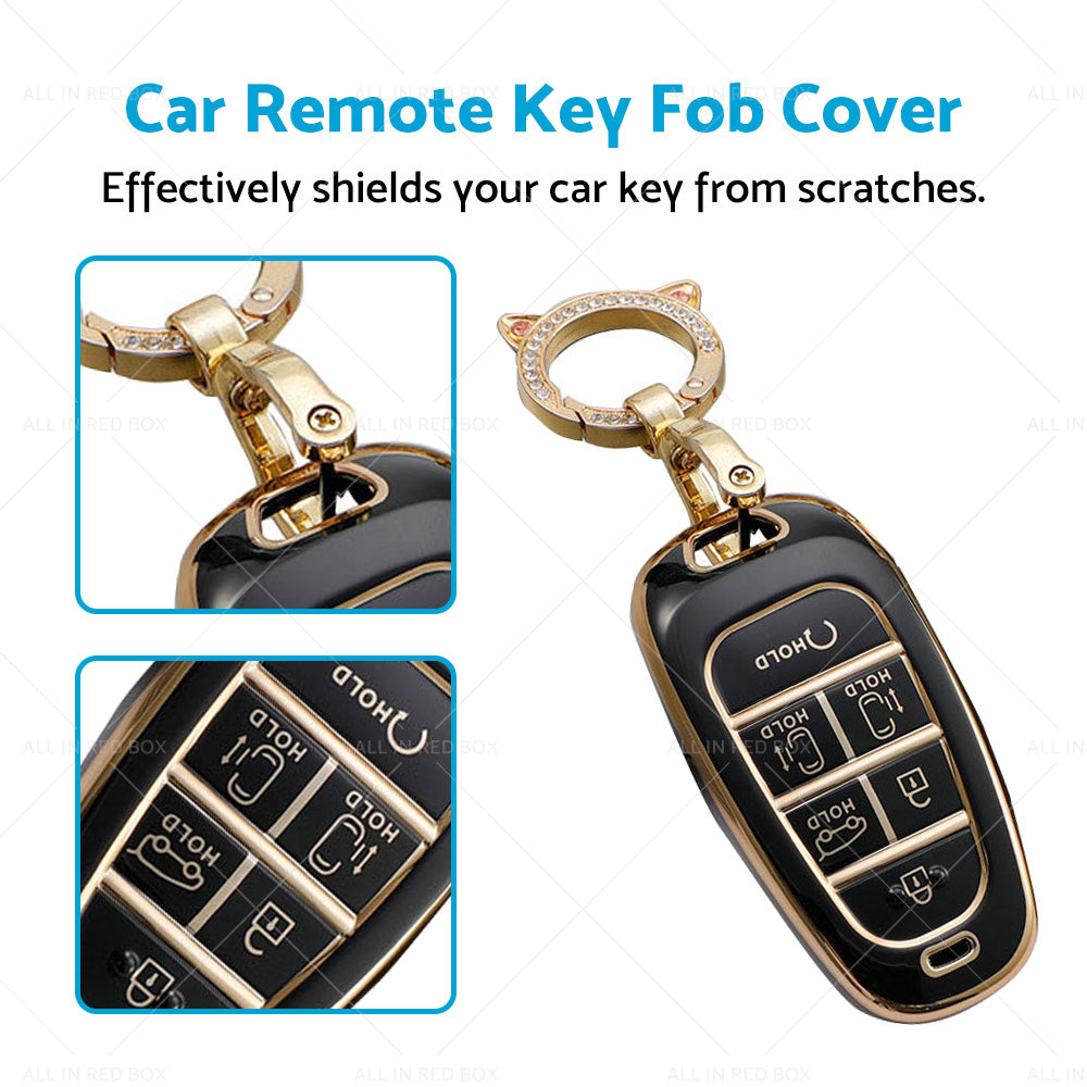 6Button TPU Car Remote Key Fob Cover Suitable ForHyundai Sonata Tucson Santa Fe