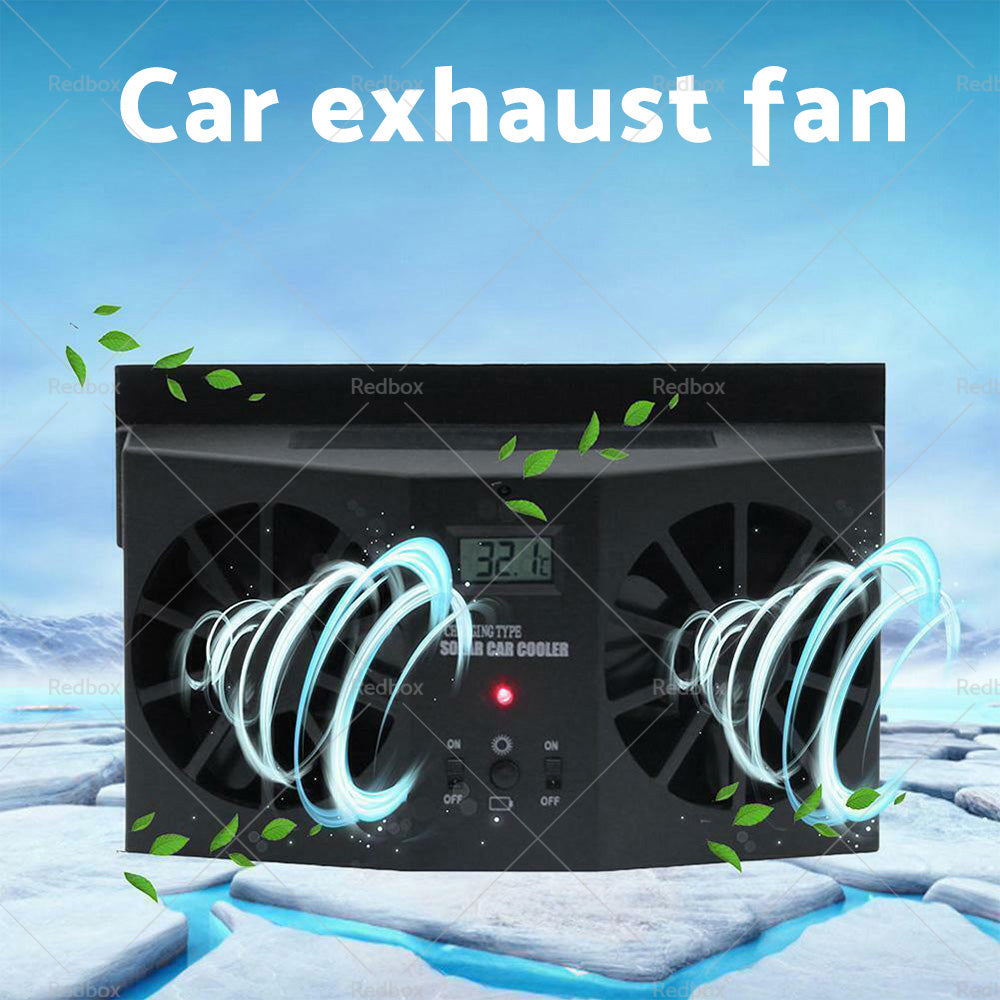 Solar Powered Car Cooling Fan Cooler Auto Window Air Vent Exhaust Ventilation