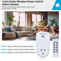 1/3/5 Pack Home Wireless Power Switch Mains Sockets & Remote Controllers AU Plug