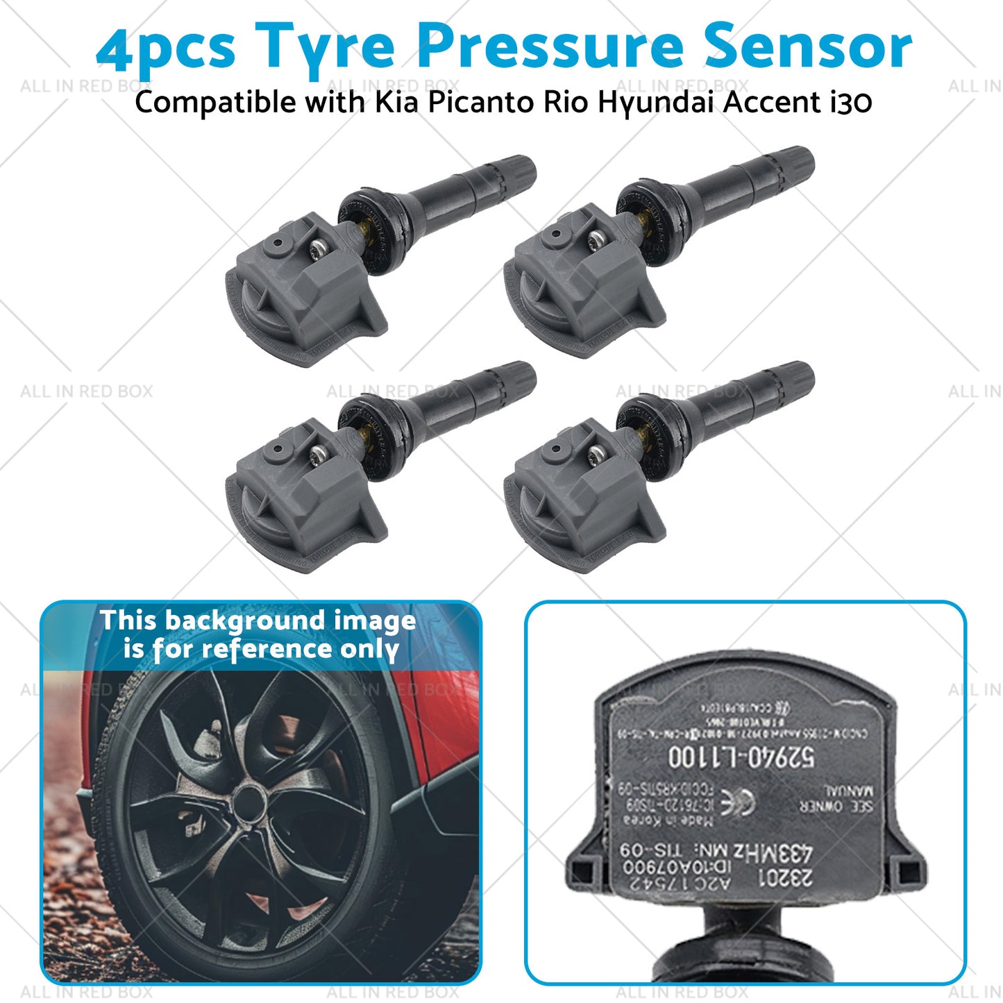 4X Suitable for Kia Sorento Hyundai i30 TPMS Tyre Pressure Sensors 52940-L1100