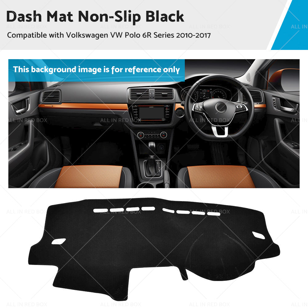 Dash Mat Suitable For Volkswagen VW Polo 6R Series 2010-2017 Dashmat Cover Black