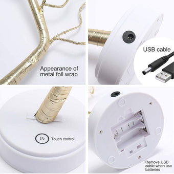 compare product Battery Powered USB LED Fairy Tree Light Copper Wire Home Party Decoration Lamp