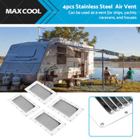 4pcs Stainless Steel Rectangular Air Vent For Caravan Boat Wall Eave 228x127mm