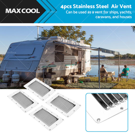 4pcs Stainless Steel Rectangular Air Vent For Caravan Boat Wall Eave 228x127mm