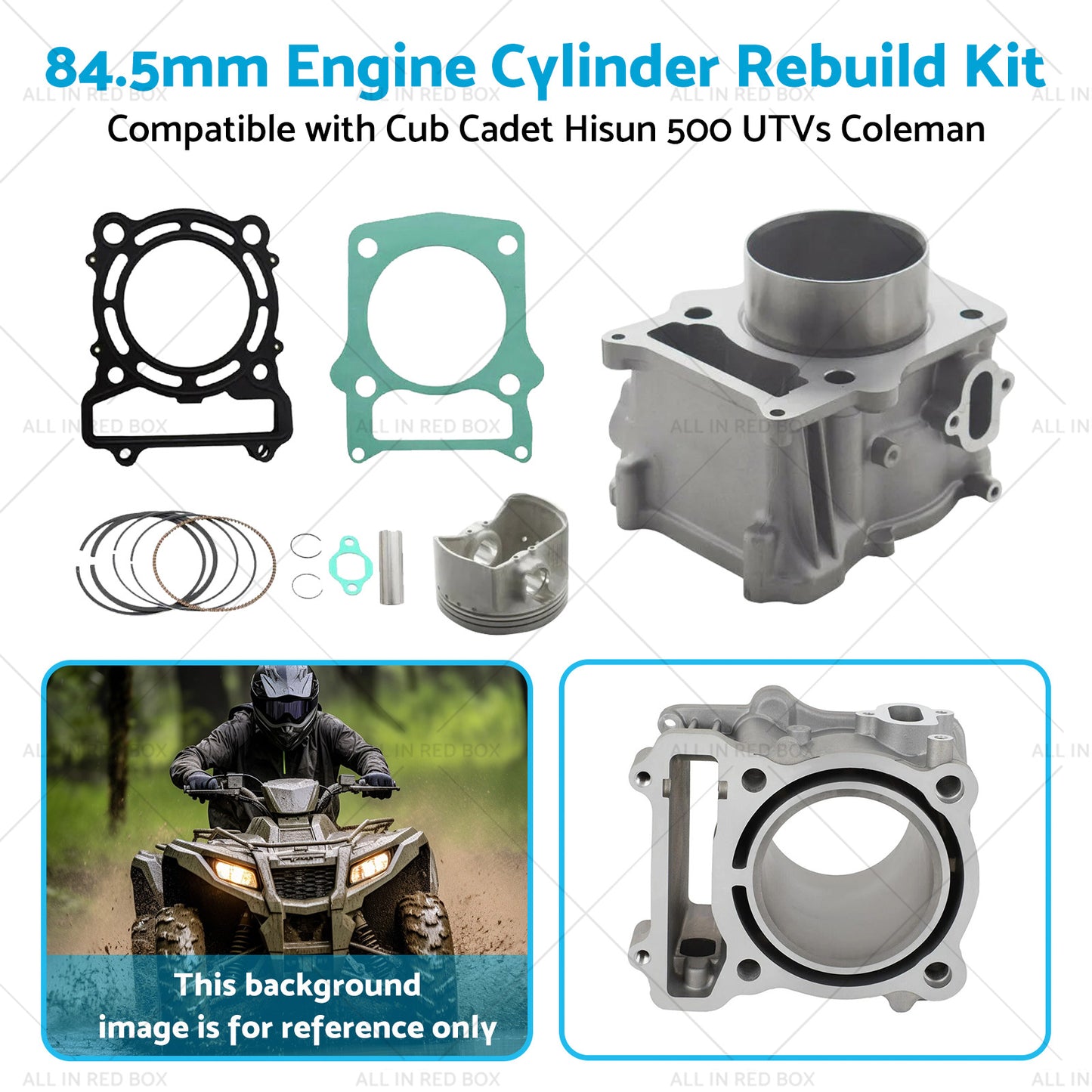 84. 5mm Engine Cylinder Rebuild Kit Suitable for Cub Cadet UTVs Coleman Hisun 500