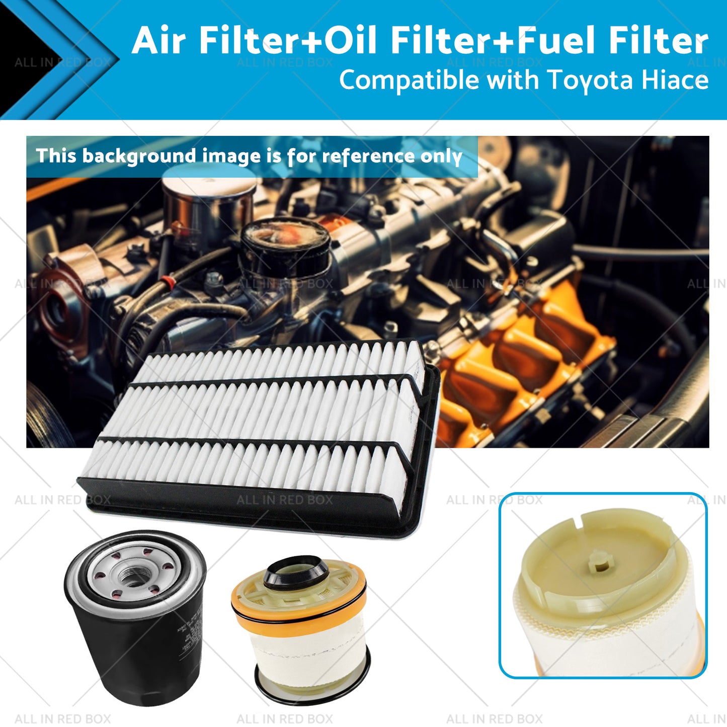 AirOilFuel Filter Kit Suitable for Toyota Hiace 3. 0L Turbo Diesel 3pcs