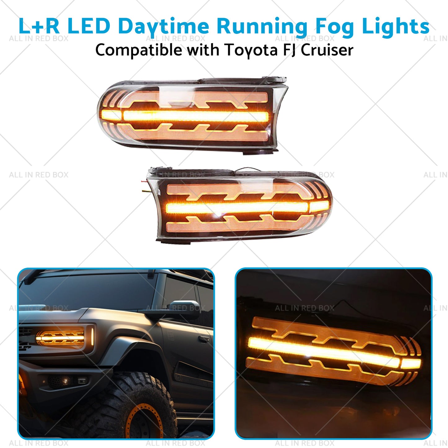 LED Fog Lights Daytime Running Light Suitable for DRL Toyota FJ Cruiser 07-21