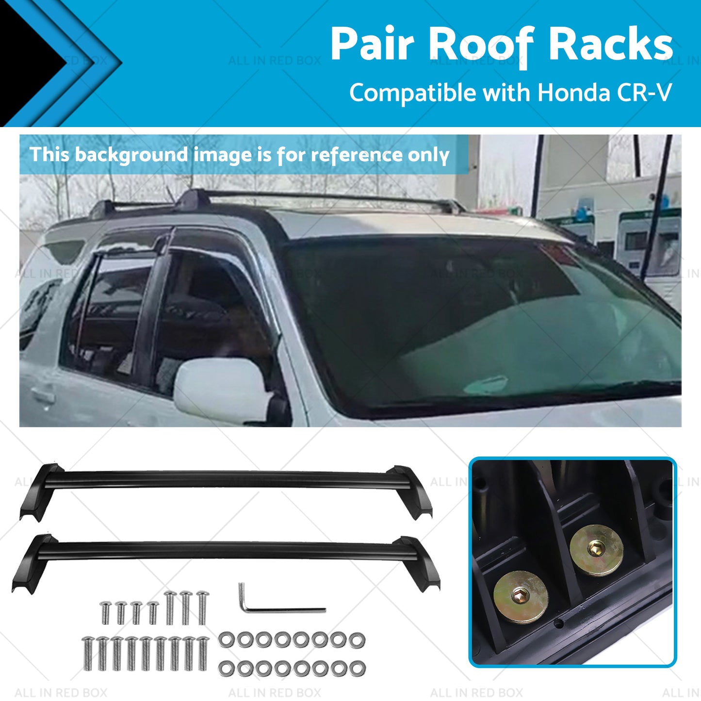 Pair Suitable For Honda CRV 2002-2006 Cross Bar Roof Rack Black