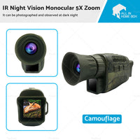 IR Night Vision Monocular 5X Zoom Telescope Digital HD Camera Hunting Video 4K