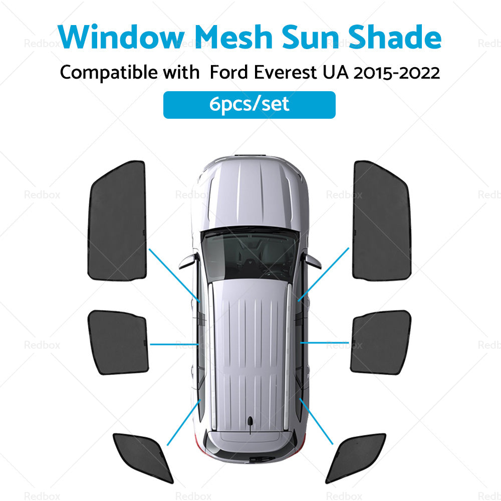 6x Foldable  Window Mesh Sun Shade Suitable For Ford Everest UA 2015-2022