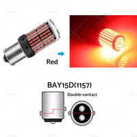 2 X P21 or 5W BAY15D 1157 144 Red LED Canbus Stop Tail Brake Light Bulbs No Error