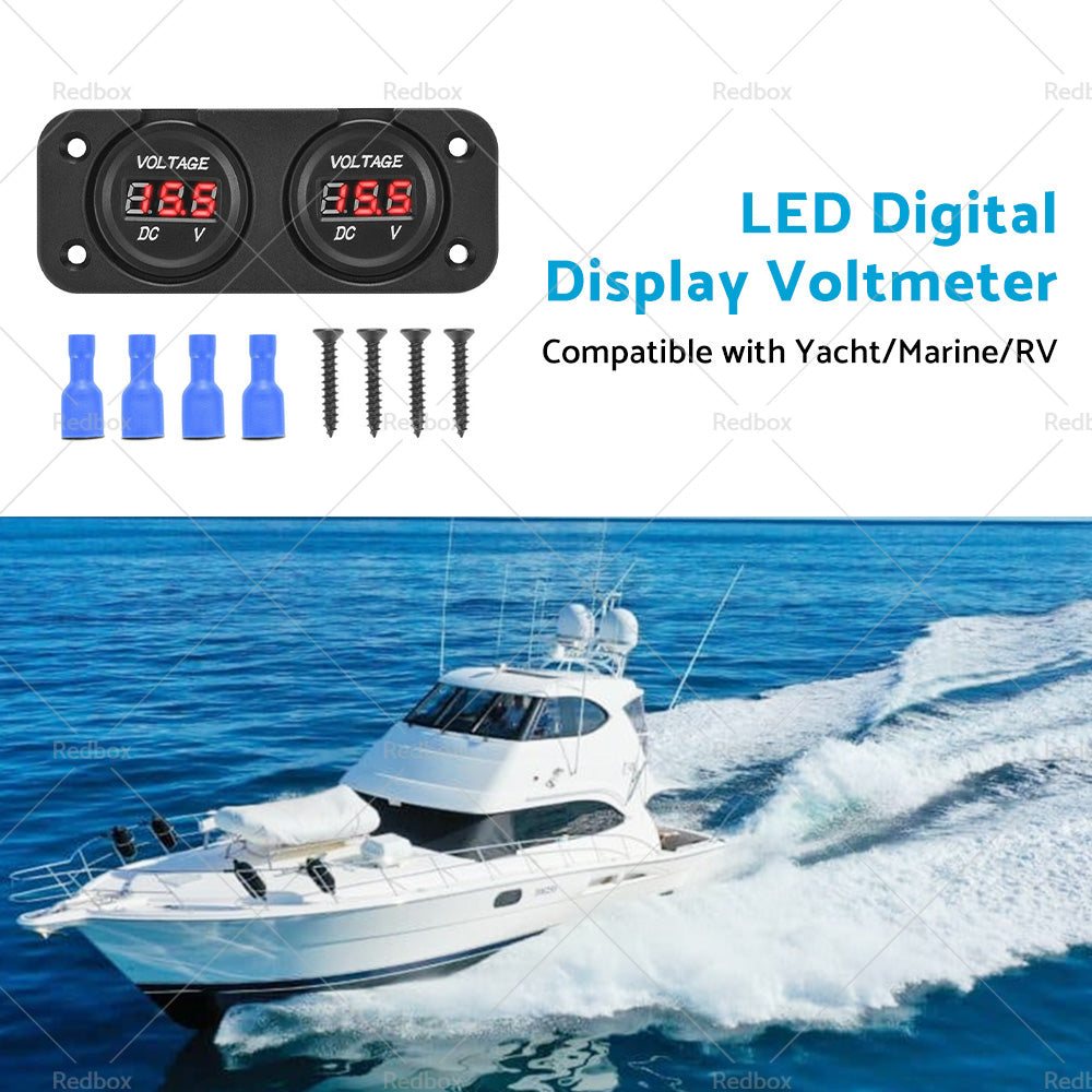 Digital LED Volt Meter Dual Battery Monitor Boat Voltage Marine Gauge DC 12V-24V