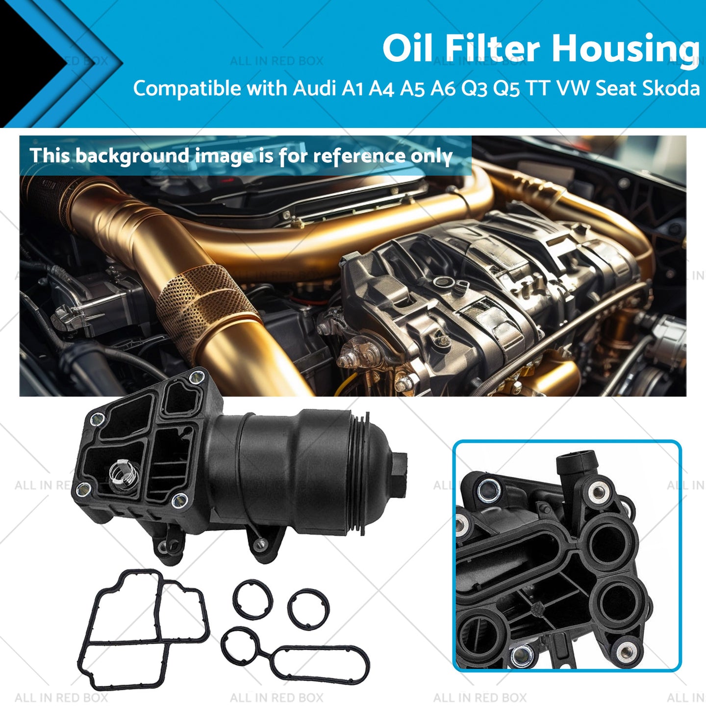 {{ Oil Filter Housing 03L115389H Suitable for VW Seat Skoda Audi A1 A4 A5 A6 Q3 Q5 }} - Buy Car Parts Online at {{ Kaka Auto Parts }}.