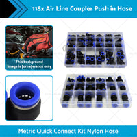 2 Box Air Line Coupler Push in Hose Joiner Metric Quick Connect Kit Nylon Hose