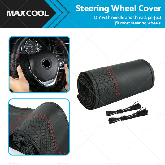 {{ Premium Leather DIY Car Steering Wheel Cover Auto Protection Needle 38cm }} - Buy Car Parts Online at {{ Kaka Auto Parts }}.