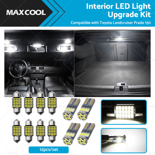 12Pcs Interior LED Light Upgrade Kit Suitable For Toyota Landcruiser Prado 150