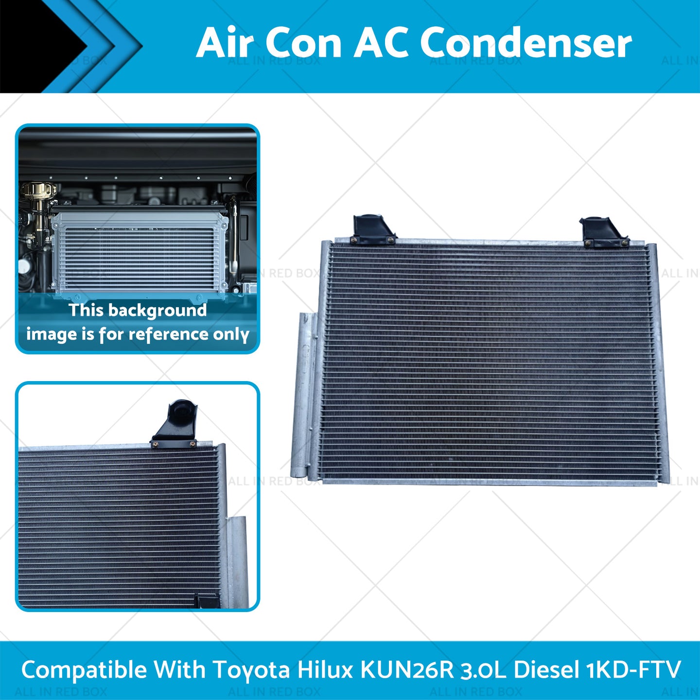 {{ Air Con AC Condenser Suitable for Toyota Hilux KUN26R 3.0L Diesel 1KD-FTV 05-15 }} - Buy Car Parts Online at {{ Kaka Auto Parts }}.