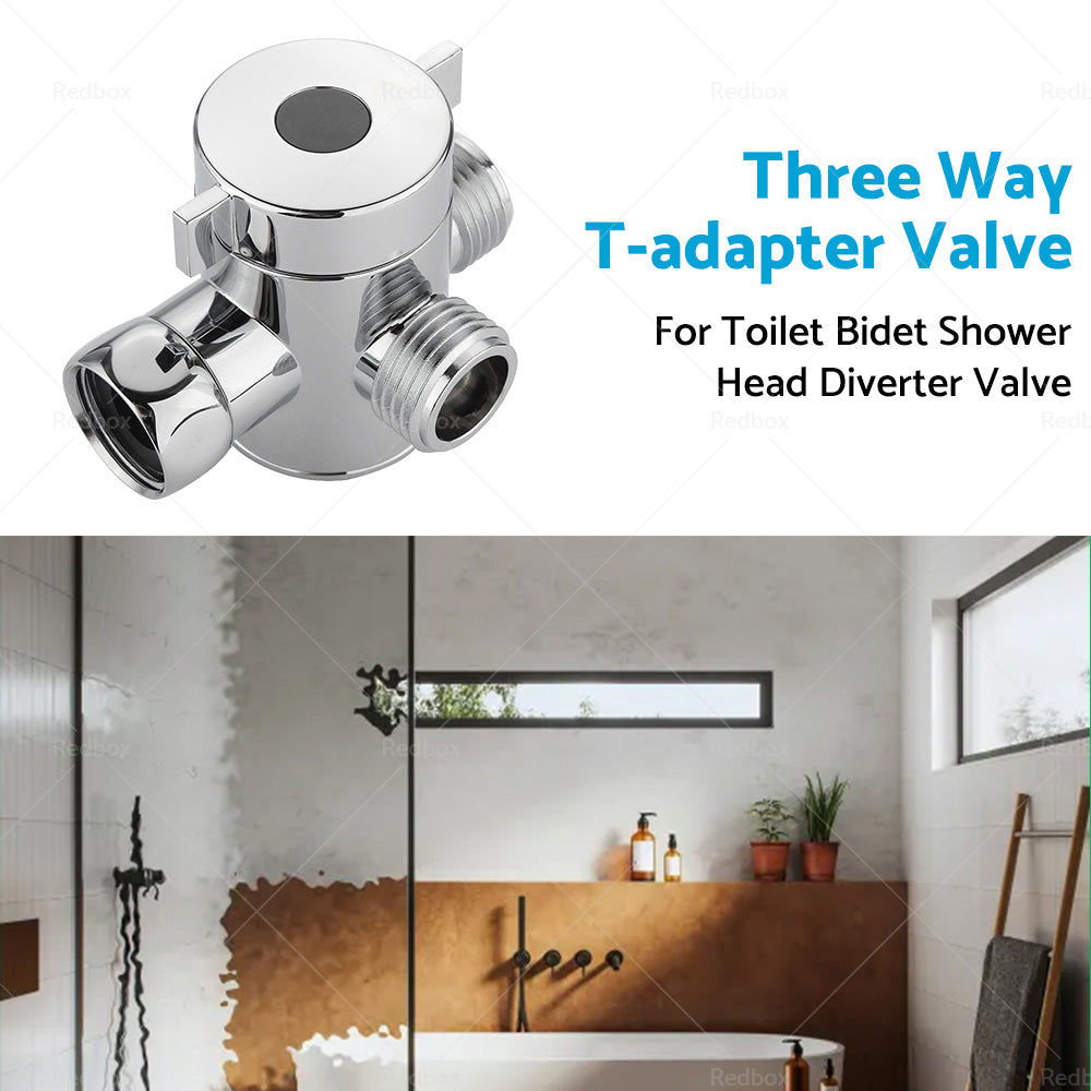 1 2 in Three Way T-adapter Valve For Toilet Bidet Shower Head Diverter Valve