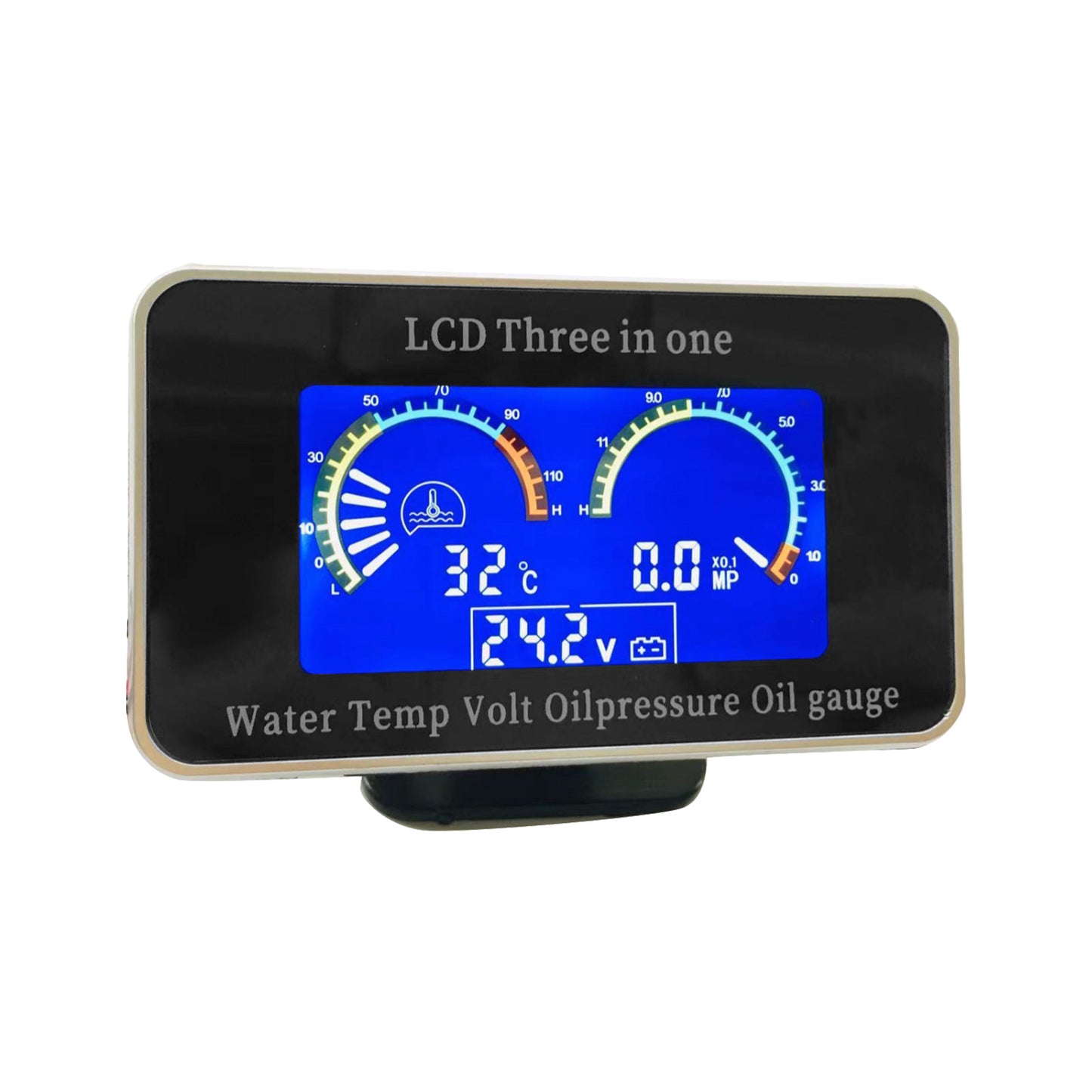 3in1 LCD Oil Pressure Gauge Monitor+Voltmeter+Water Temp Gauge 12V/24V Car Truck