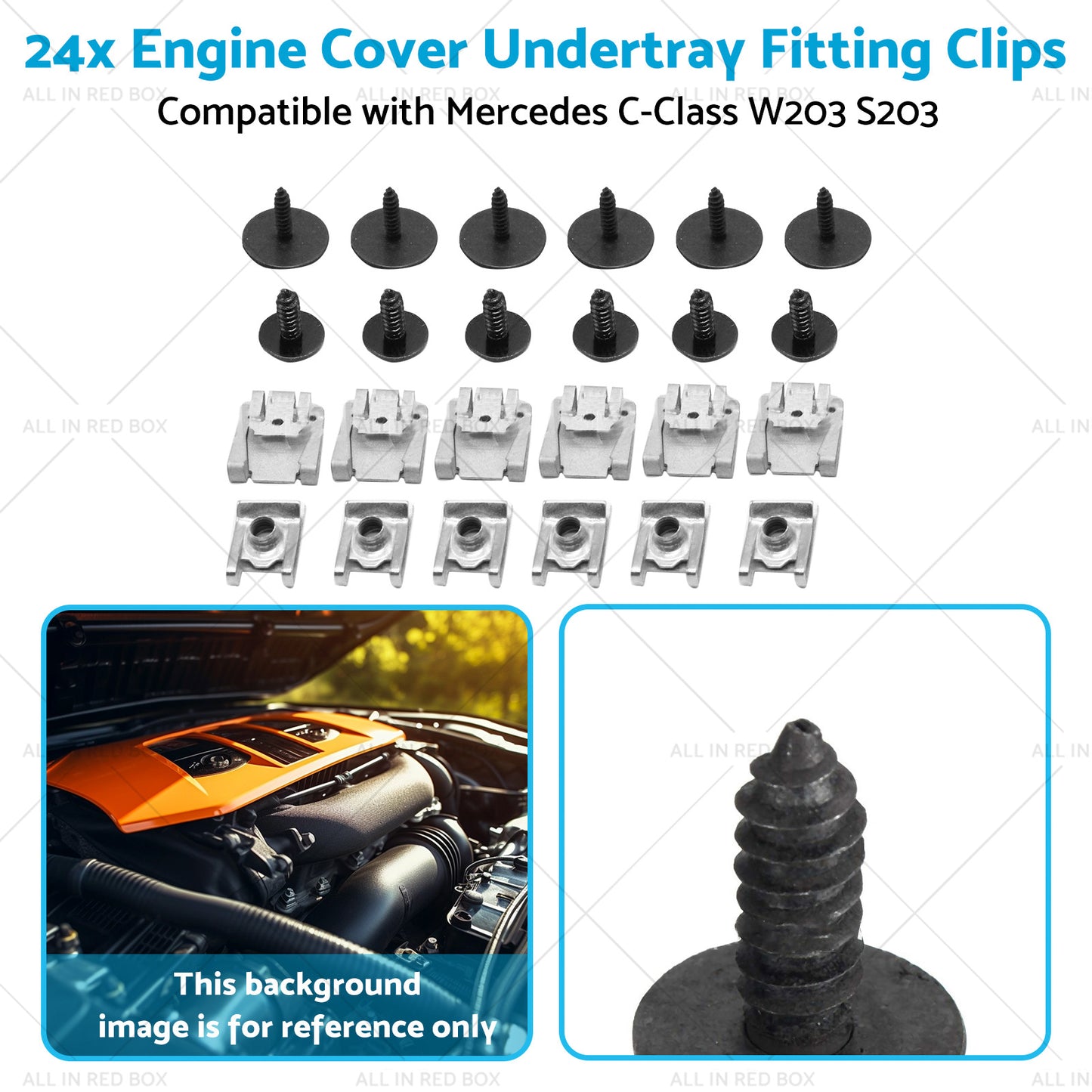 24x Engine Cover Undertray Fitting Clips Suitable for Mercedes C-Class W203 S203