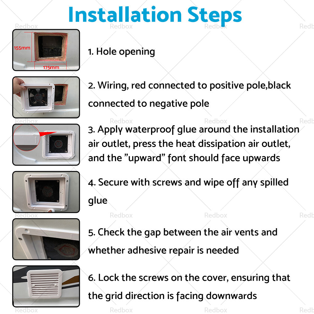 12V Fridge Vent Fan Side Air Ventilation Exhaust Fan for RV Trailer Caravan